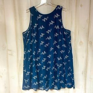Old Navy Navy Blue And White Leaf Pattern Sleeveless Sheath Dress Sz XXL